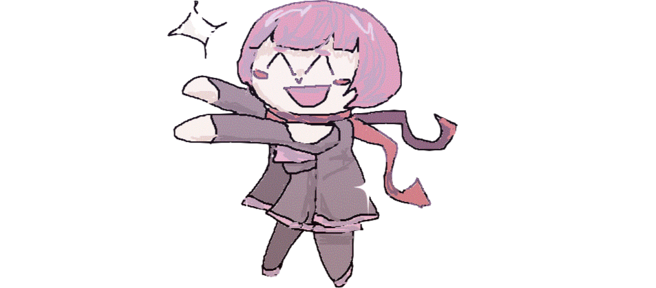 rushed ms paint doodle of one of my ocs pointing towards the buttons on the left in desktop
